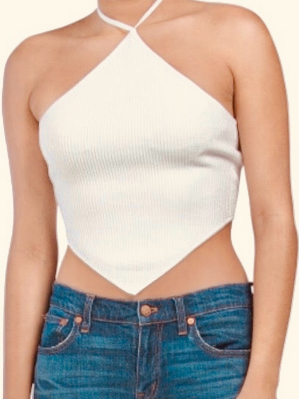 NEW House of Harlow 1960 Luxe Essentials ribbed bandana halter crop top